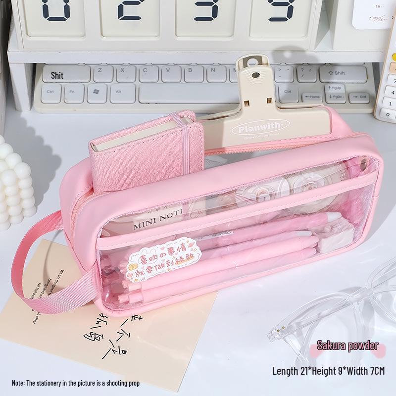Transparent Waterproof Large Capacity Stationery Bag - Milk Salt Style Portable Pencil Case