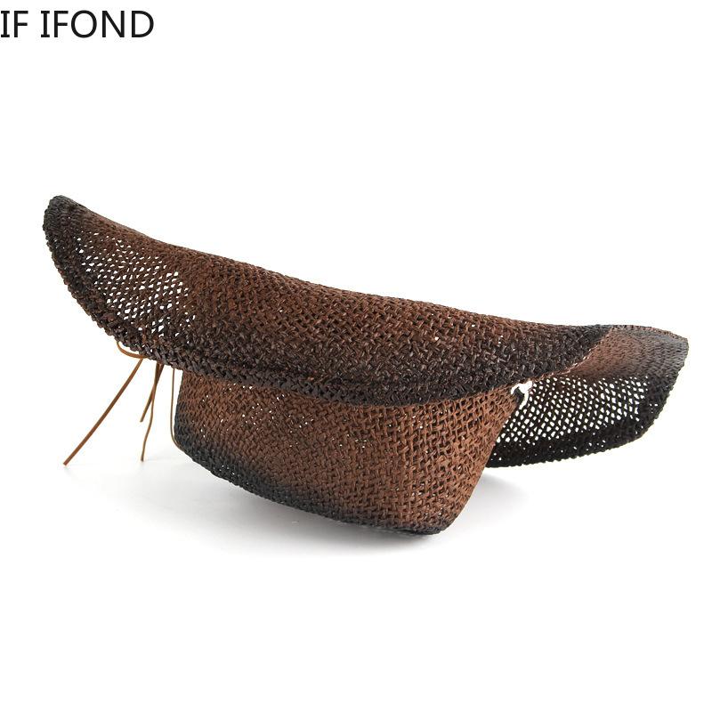 Handgemachte Webart Hohl Western Cowboy Hut Für Männer Frauen Sommer Outdoor Cowgirl Strand Sonne Stroh Hut sombrero hombre