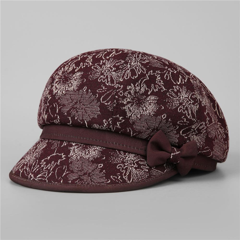 Spring And Autumn Hat Female Mom Thin Printed Cloth Hat Short Brim Grandma Bere Cap Casual Hat