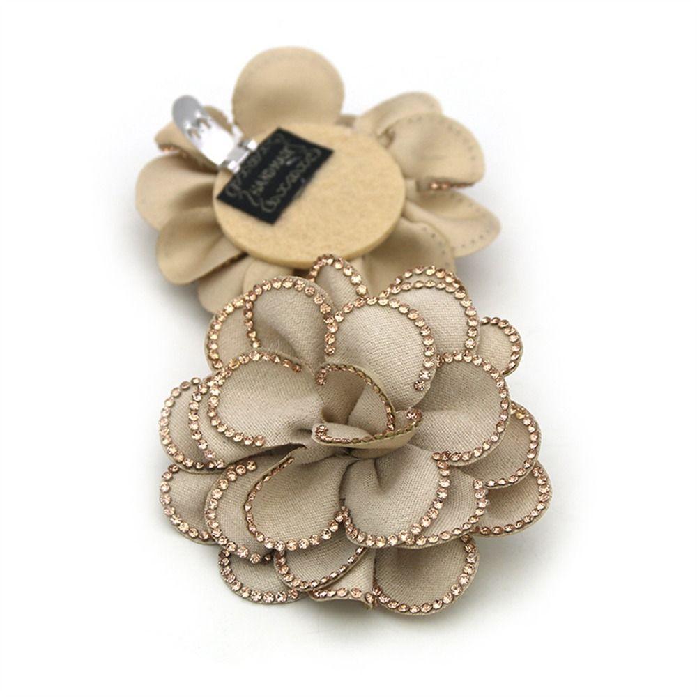 2PCS Removable Rhinestones Shoe Clips Fabric Art Flower Shoe Charm Buckle Bride Shoes Decoration High Heel Versatile