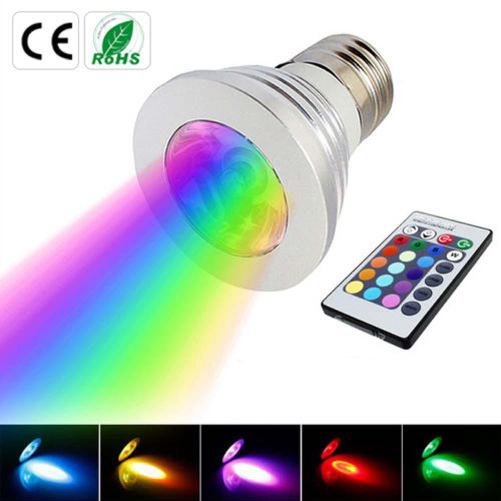 Lampe ampoule E27 RGB LED lumière 16 couleur changeante d’économie d’énergie + IR