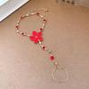 Versatile Floral Rhinestone Enamel Bracelet and Multi-Layer Necklace Set