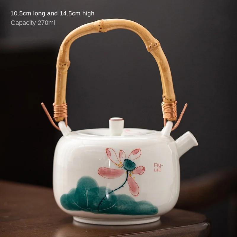 

Hand-painted Japanese Style Lifting Pot Tea Pot Kung Fu Tea Set With Filter Coarse Ceramic Purple Clay Pots