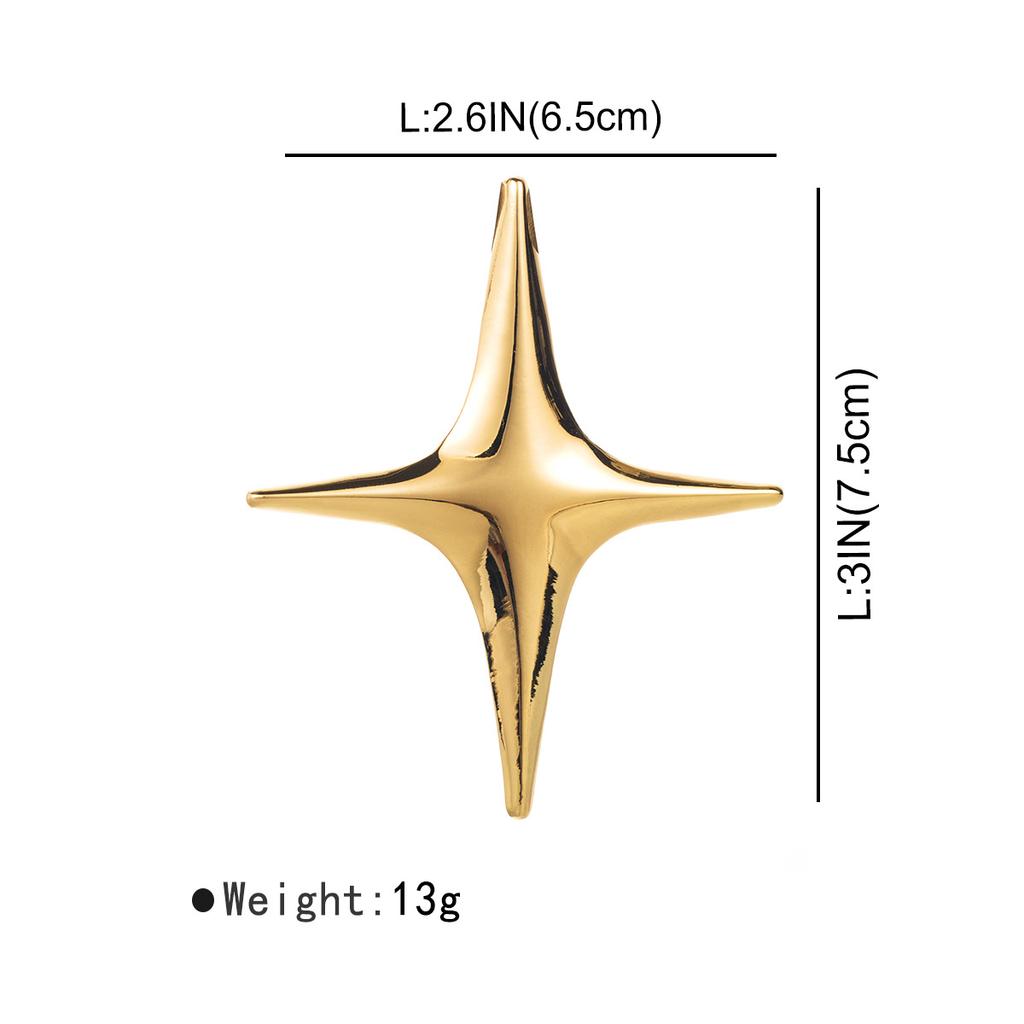 Women Fashion Stainless Steel Gold Smooth Cross Metal Brooch Minimalist Personality Trend High Grade Elegant Pin Jewelry