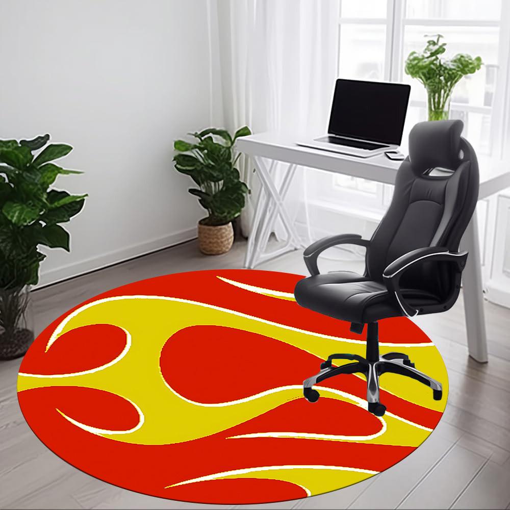 1pc Flame Wave Office Round Area Rug,  Mat Suitable For Office, Under Office Chairs Bedroom Living Room Home Decor, Room Deco