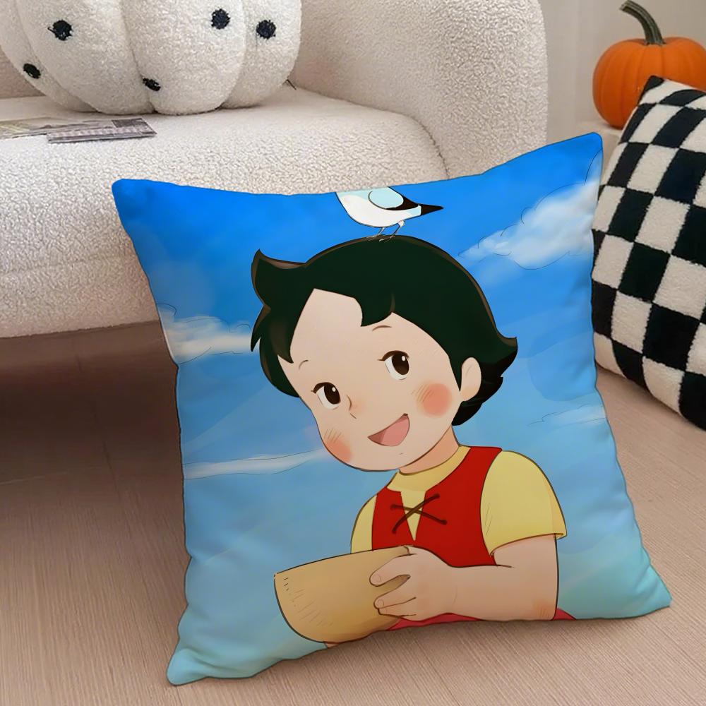 Heidi Peter And Grandpa Alps Goat Mountain Cushion Cover Throw Pillow Cover Hidden Button Durable Polyester Chair Cushion