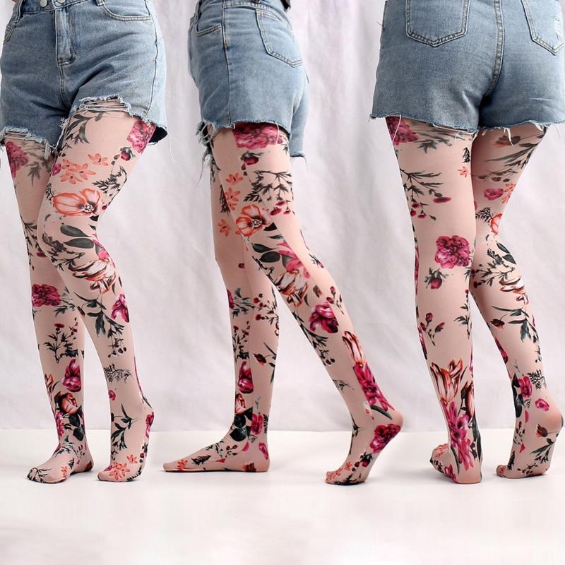 Multicolor Patterned Footed Tights for Women Printed Pantyhose Stockings for Dress Skirt Layering In Spring Fall Office and Daily Wear