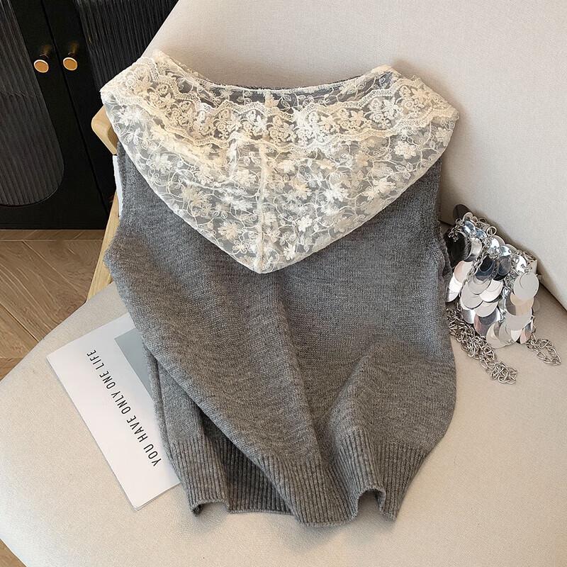 Damen Bestickte Colorblock Kapuzenweste