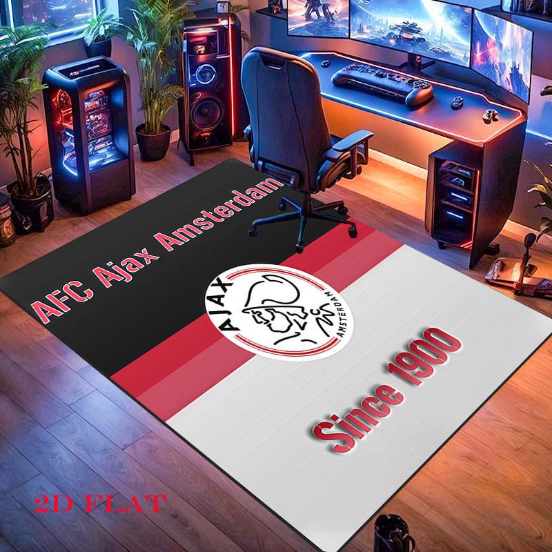 Tappeto con logo AFC Ajax per Soggiorno Camera da Letto Decorazione Divano Casa, Tappetino Antiscivolo per Giochi Bambini