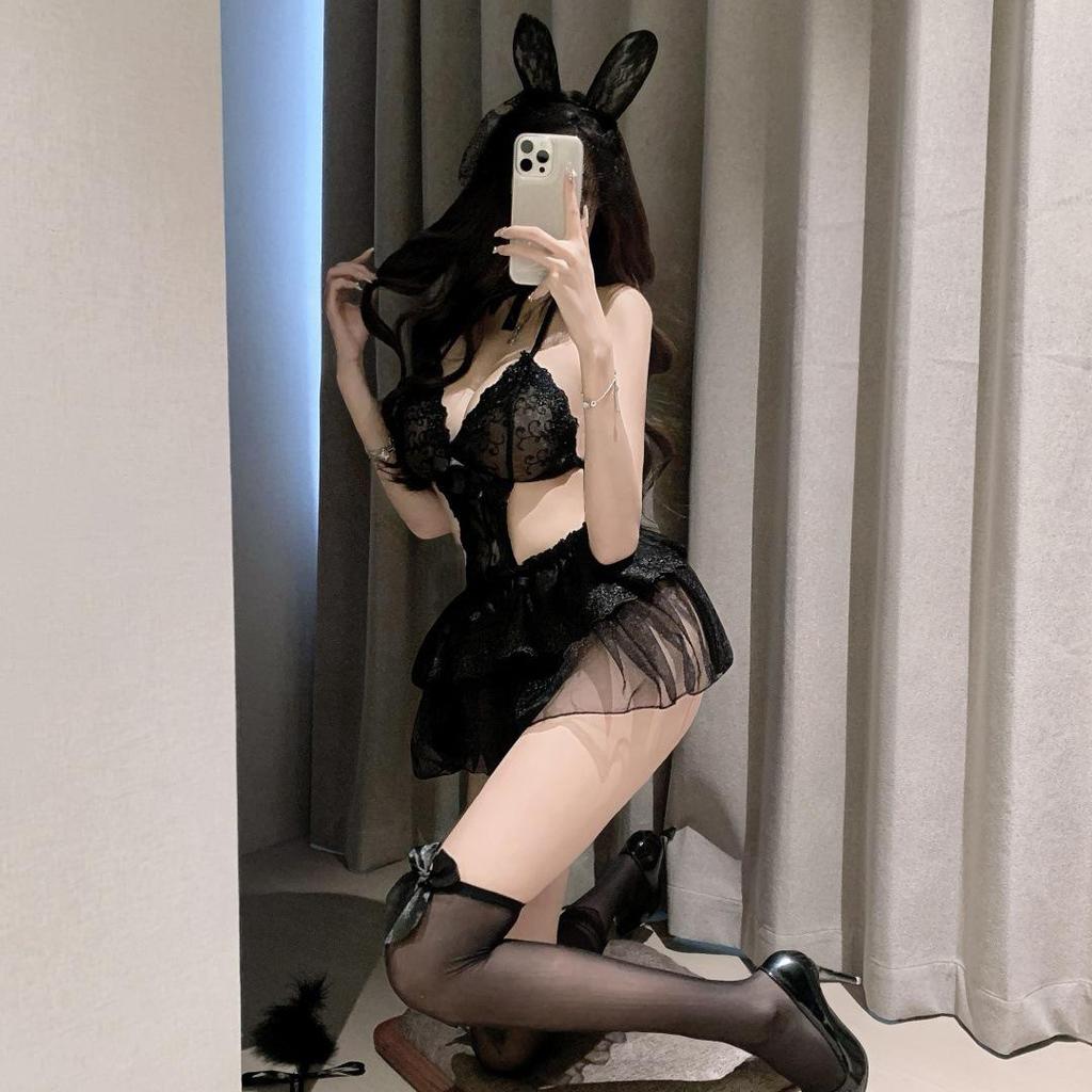 Enticing Lace Lingerie Set: Backless, Princess-Inspired, Open Crotch Design for Ultimate Temptation