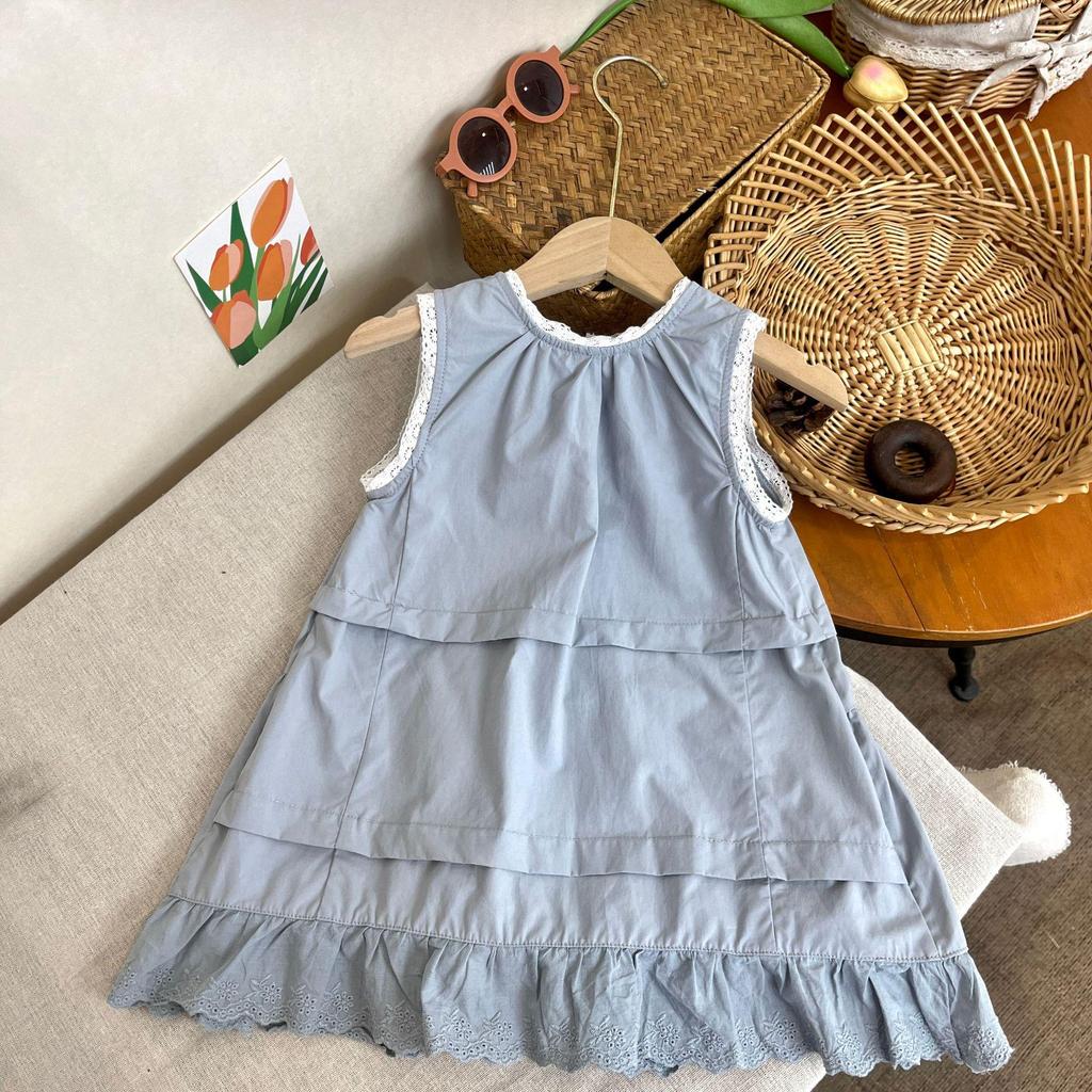 2025 Summer Lace Trim Dress: Baby Girls' Fashionable Western Style Vest