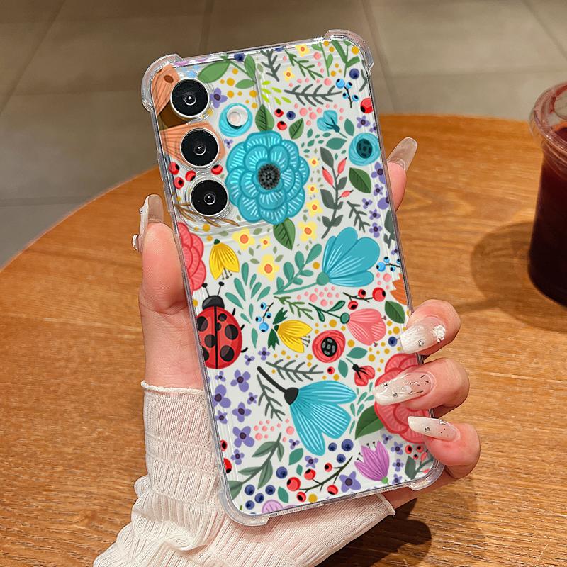 Romantic Garden Pattern Phone Case For Samsung Galaxy S26 S25 S24 S23 Ultra S22 Plus S21 S24 S25 FE Clear Shockproof Soft Cover