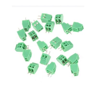20PCS Green 2 Pin Terminal Block 2.54mm Pitch Plug-in Type PCB Mount Connector Connectable Terminal Connector PCB Mounting