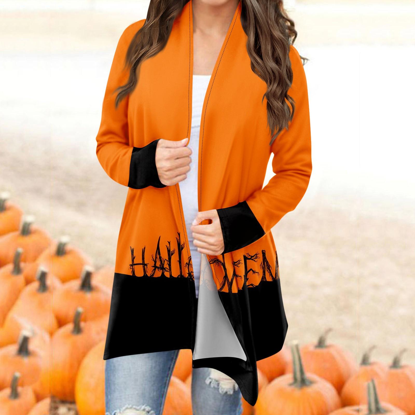 Женский модный повседневный кардиган средней длины с принтом на Хэллоуин — фото 8