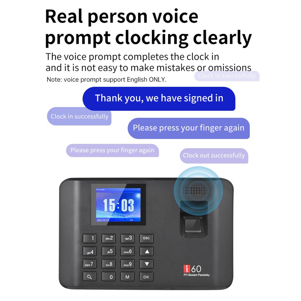Intelligent Biometric Fingerprint Password Attendance Machine Time Clock Employee Checking-in
