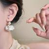 Pearl flower fringed earrings women's French elegant stud earrings light luxury high-end earrings