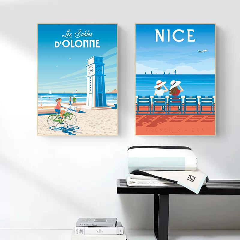 Travel City Poster Finland Vietnam Oslo Nice Canvas Painting Cartoon Nordic Wall Art For Modern Living Room Home Decoration