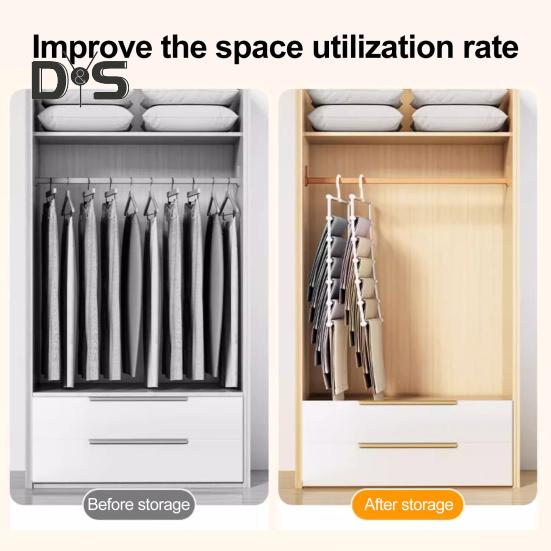 2/3Pcs Trouser Hangers with Rotatable Hooks Space-saving Foldable Design Multipurpose Skirts Scarves Storage Holders