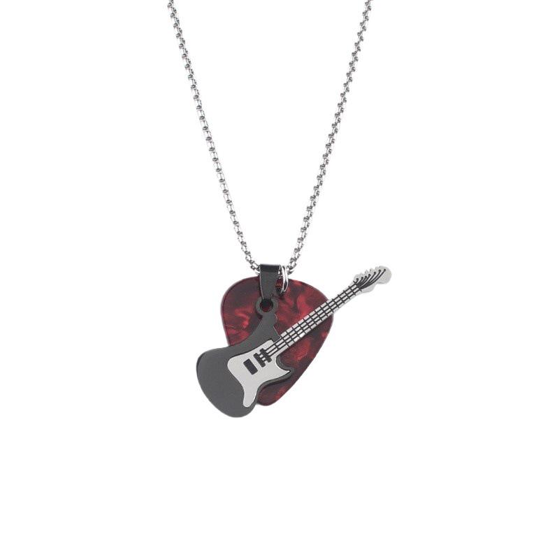 Men's Stainless Steel Guitar Pick Pendant: Hip Hop Rock Niche Design Jewelry