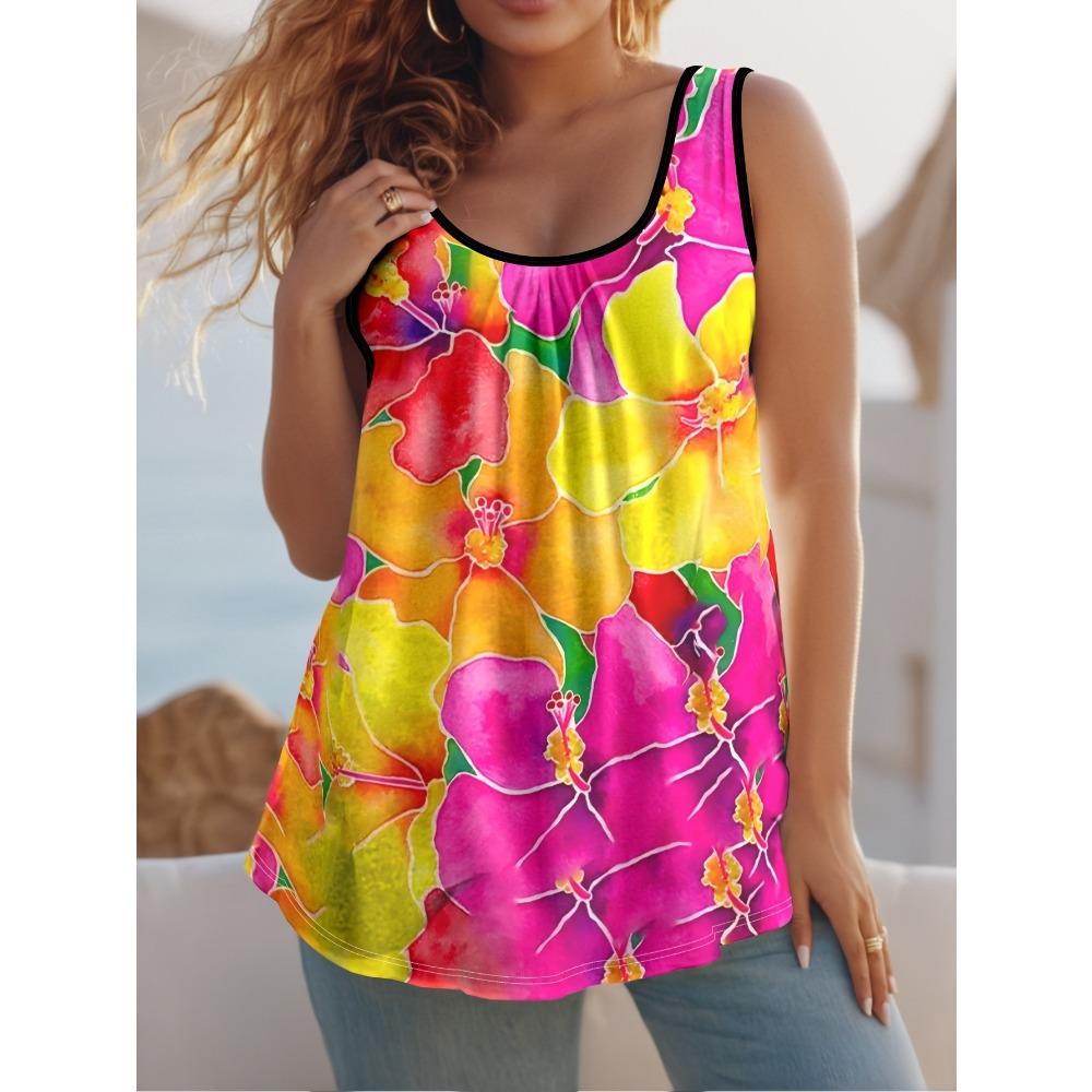Women's Printed Pleated Tank Top