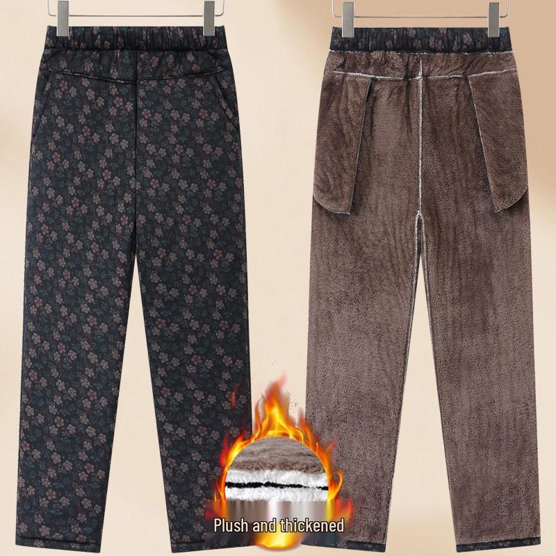 Mom's Cotton Velvet Thick Warm Winter Pants for Elderly Women