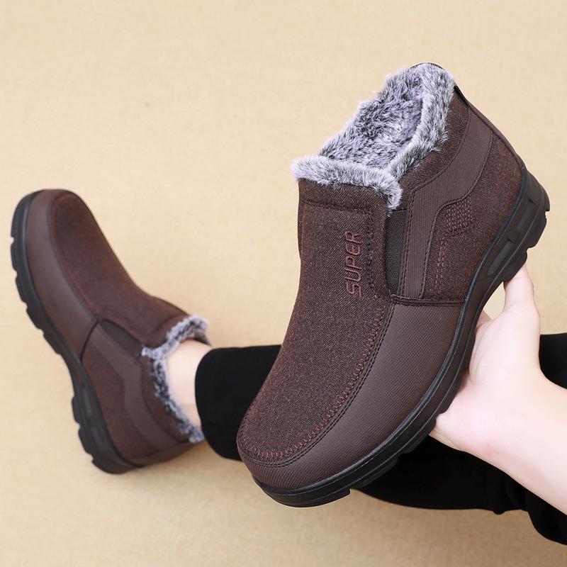 Pánské zimní ležérní boty Silná podrážka Protiskluzové Plyšové Sametové Kožešinové Boty Kotníkové Boty Pro Muže Zimní Boty Venkovní Sněhule Nazouvací Boty