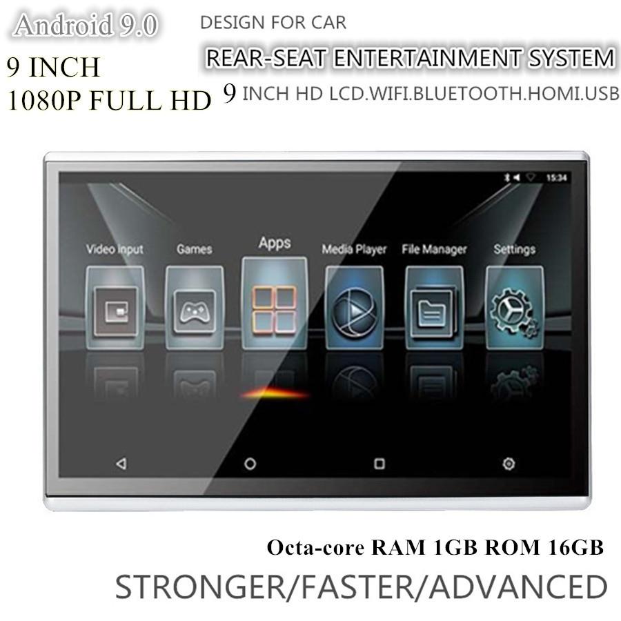 9'' Android 9 Car Headrest Rear Seat Monitor Octacore Player 2K Screen Universal