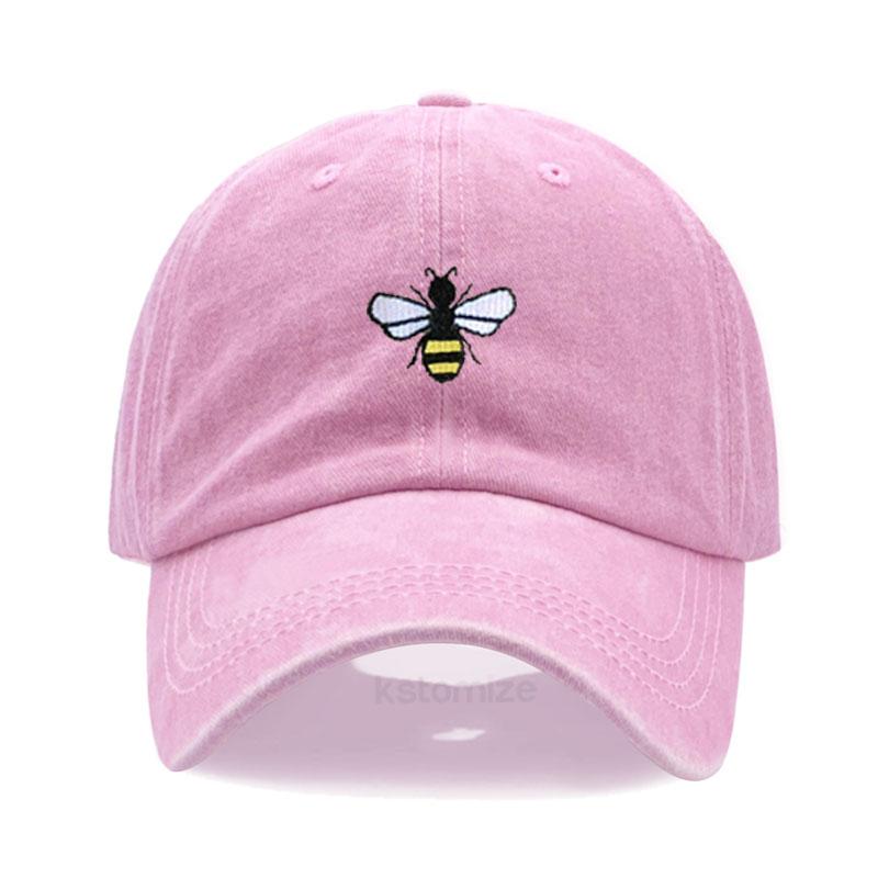 Washed Cotton Honeybee Embroidery Baseball Caps For Men Women Dad Hat Adjustable Snapback Cap Dropshipping