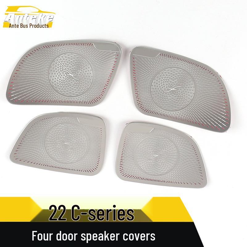 4-Door C-Class Stainless Steel Speaker Cover Stickers - Car Accessories