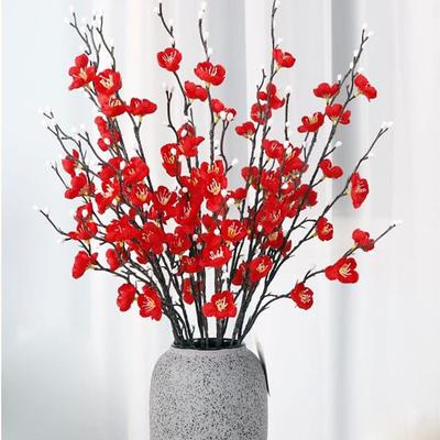 Silk Artificial Flowers Plum Blossom Peach Branch Newyear Home Vase Outdoor Garden Wedding Party Wreath Courtyard Decor DIY Gift