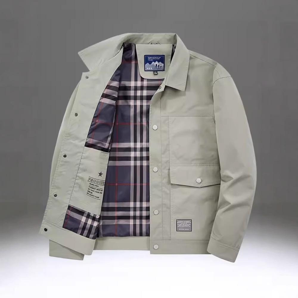 

Мужская куртка Новая Свободная Повседневная Рабочая Куртка с Лацканами Универсальные Весенне-Осенние Топы M