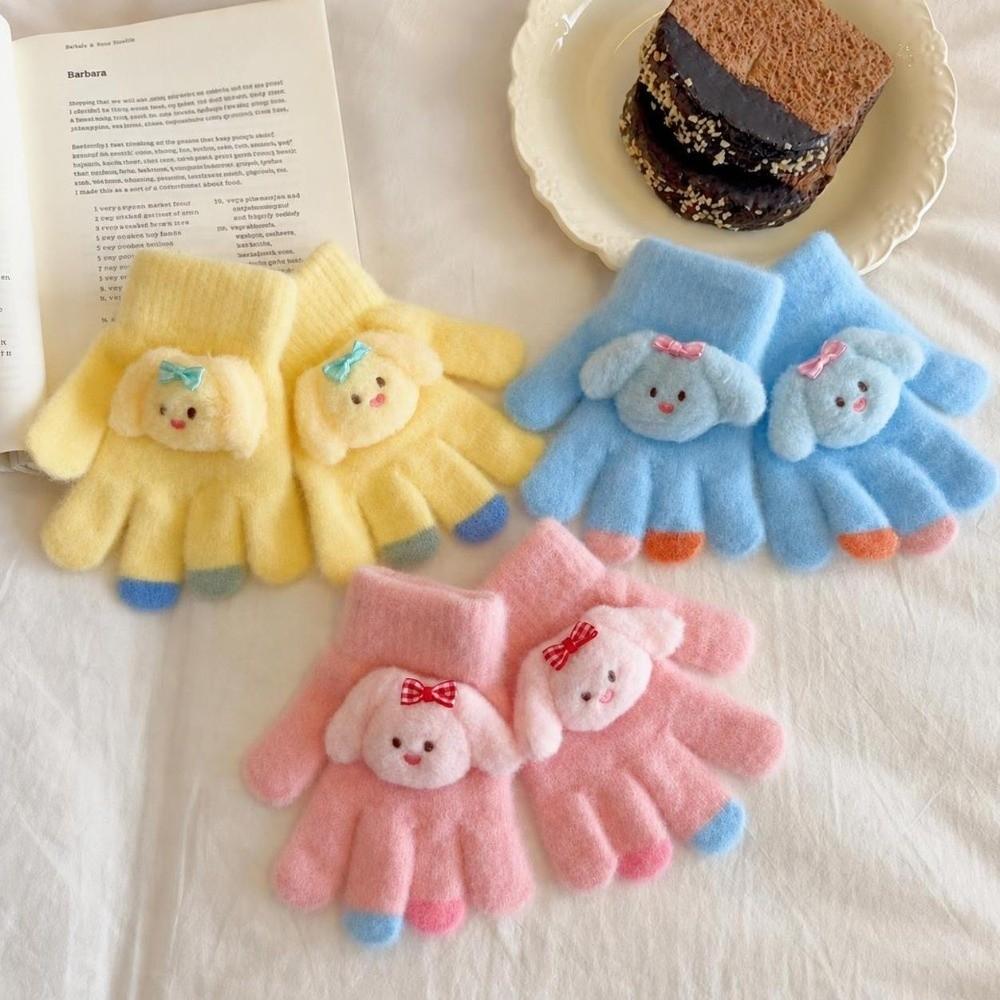 Warm Lining Knitted Gloves Full Finger Winter Gloves Stylish Thermal Gloves for Kids