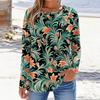Women's Fashionable Casual Printed Long Sleeved Round Neck Top Round Neck Top Top