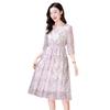 Summer New V-neck Lace-up Elegant Temperament Versatile Fashion Silk Dress Embroidered Skirt