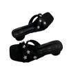 Mode Mode Temperament Frauenschuhe 2025sommer Neu Eckige Zehenpartie Niedriger Absatz Schlicht Vielseitig Damen Slipper Rutschfest Damen Sandalen
