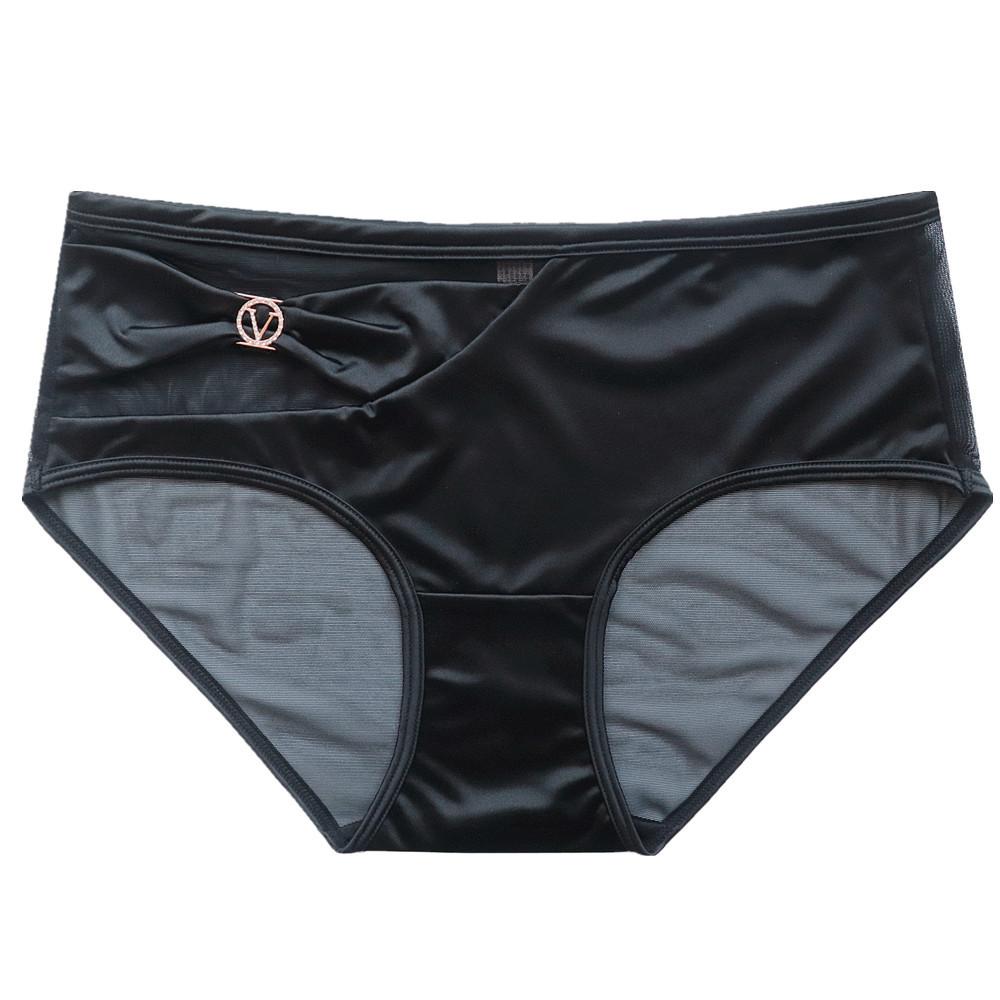 Women's Satin Sexy Mesh Low Waist Breathable Comfortable Antibacterial Briefs Underwear