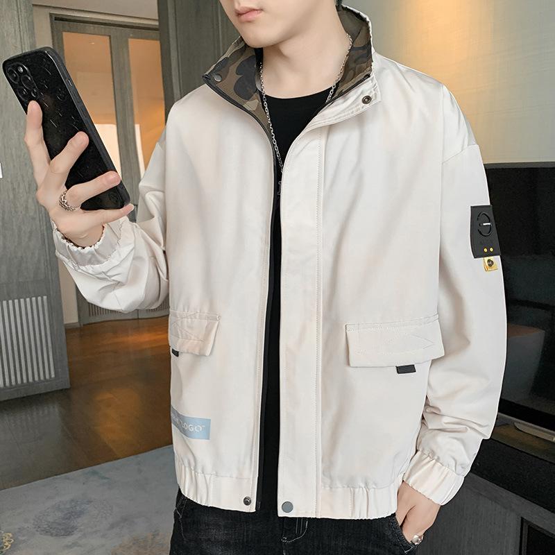 

Новая мужская ветрозащитная куртка на весну и осень, мужская модная брендовая куртка с воротником-стойкой, универсальная мужская флисовая куртка в корейском стиле 4XL