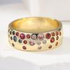 Exquisite Gold Color Inlaid Multicolored CZ Women's Ring Geometry Daily Wear Party Jewelry