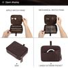 Vintage Cowhide Multi-Compartment Watch Strap Storage Box with Zipper Closure for Mechanical Wristwatches