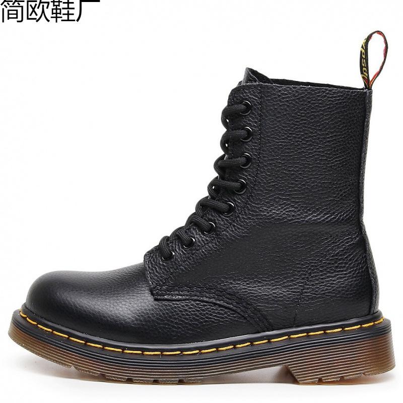 Lychee-Muster Werkzeugstiefel Damen Oberleder weiches Rindsleder Paar Kurzstiefel Britisches Leder Lokomotive Stiefel