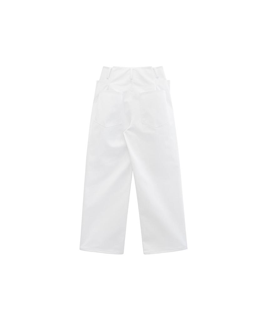 Meuameu Pin Tuck Wide Denim Pants