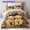 Cute Puppy Dogs Pattern Bedding Quilt Set Quilt Cover Pillowcase Home Decoration Birthday Gift (1 * Duvet Cover + 2 * Pillowcase, Without Core)