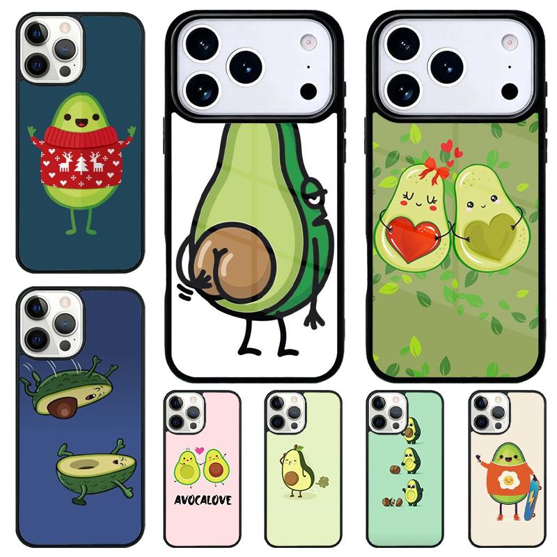 Cartoon Avocado Bumper Phone Case for iPhone 17 Air 16 15 11 12 14 13 Pro Max Shockproof Cover