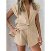 Fashion Style Summer Casual Sleeveless Tops Shorts Suit Sleeveless Top and Shorts Set