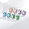 925 Sterling Silver Ice Flower Cut Rectangular Stud Earrings High Carbon Diamond Earrings Birthday Anniversary Party Gift