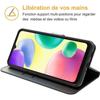 Coque pour Redmi 10A Noir Protection 360 Degré Anti-Rayure Portefeuille