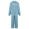 Women's Two-piece Casual Solid Color Ribbed Long Sleeved Sweatshirt And Pants Set