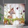 Bathroom Waterproof Curtain Digital Printing Plant Mushroom Shower Curtain Non-Punching Toilet Partition Curtain Shower Cloth