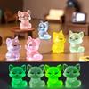 5Pcs Creative Cute Luminous Fox Animal Ornament Cartoon Mini Room Ornament Accessories Kawaii Desktop Resin Ornament Gifts