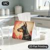 1pc Tissue Box, Vintage Art Doberman Majestic Noble Pattern, 2D Flat Printing, Polyester Material, Can Be Washed, Tissue Bag, for Outdoor Use